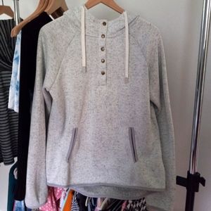 Thread + Supply Heathered Light Grey Ivory Hoodie Pullover